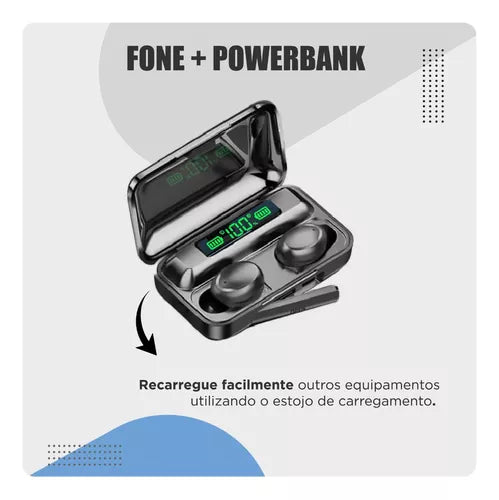 F9 Power Bank ,Som 9D , á Prova D´água  ,TWS Fones De Ouvido Bluetooth Com Caixa De Carregamento LED Fones De Ouvido Estéreo Com Cancelamento De Ruído -HD Calling CVC 8.0 Noise Reduction Headphones