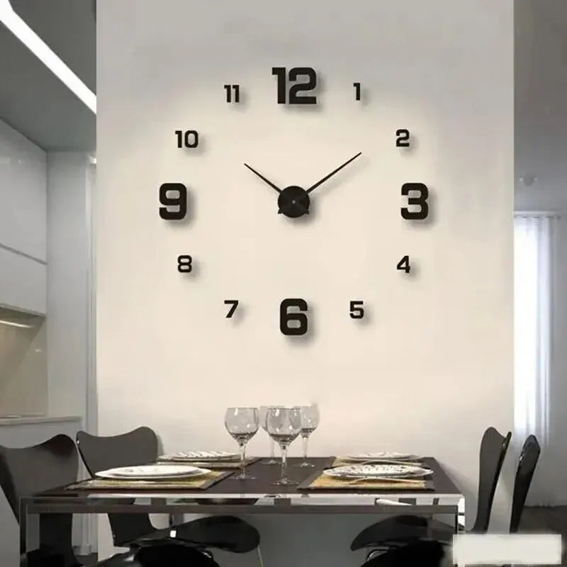 Parede criativa sem moldura , Relógio Decalque de parede para Sala de estar, Decoração de parede de escritório.