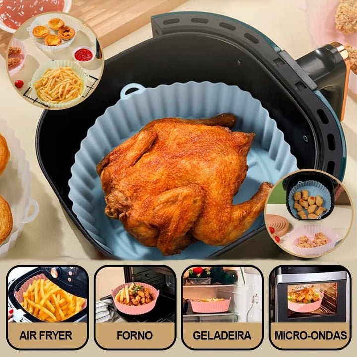 Air Fryer Silicone Liners Air Fryer Silicone Pot Reusable Silicone Air Fryer Liners Food Safe Non Stick Air Fryer Basket Accesso
